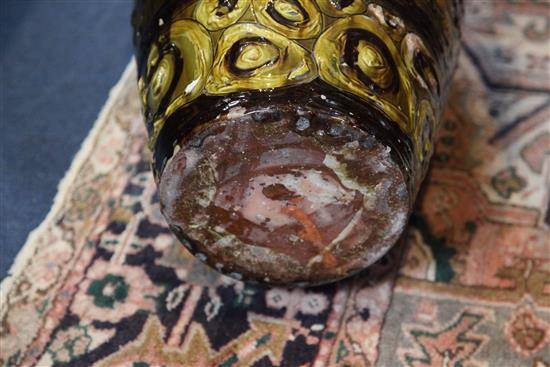 A massive C.H Brannam pottery ovoid fish vase, dated 1901, height 30in.